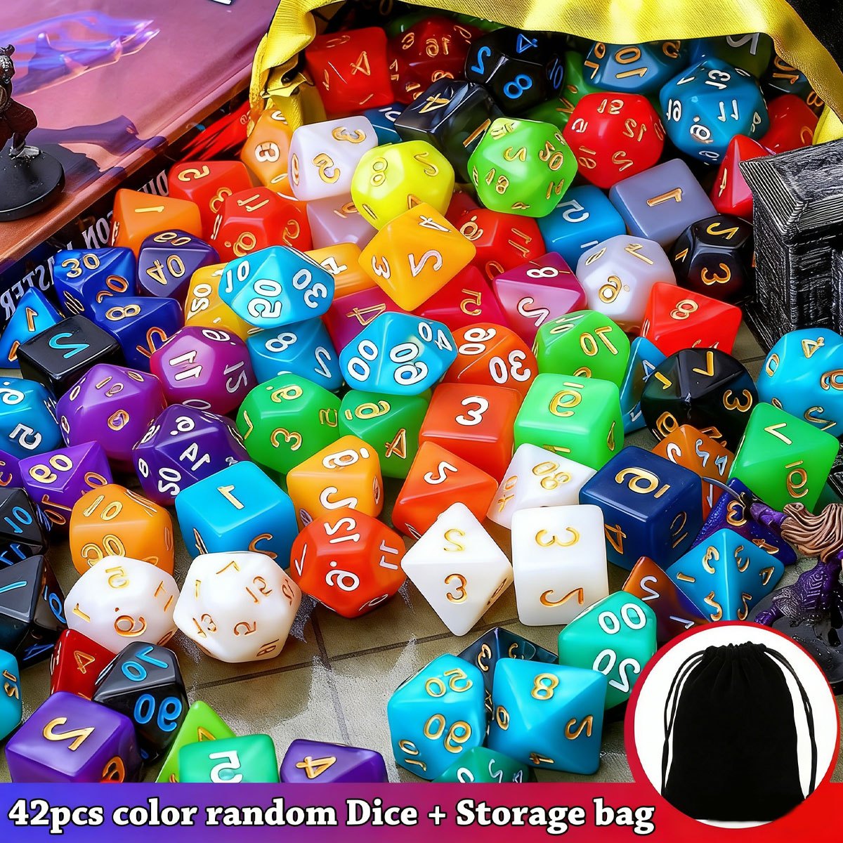 42pcs DND Dice Set with Black  - Board Game Pandemic avaliação e preço