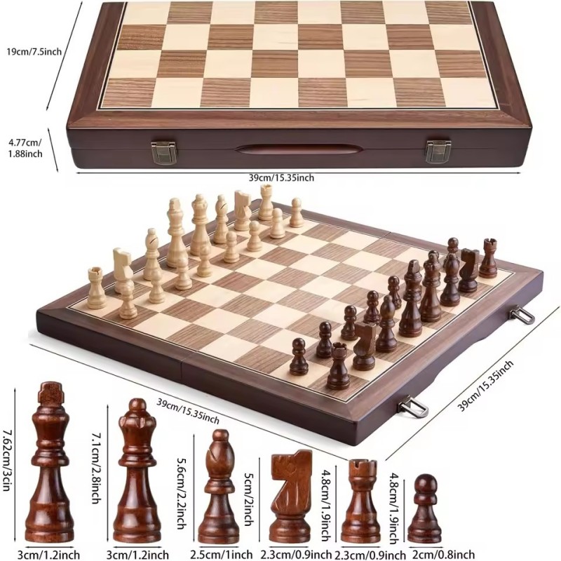 Wooden Magnetic Chess Set for  - Board Game Yearbook avaliação e preço