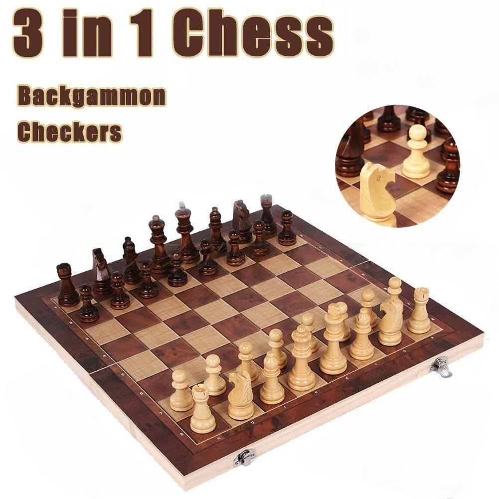 3 in 1 Wooden Chess Backgammon - Board Game Yearbook avaliação e preço