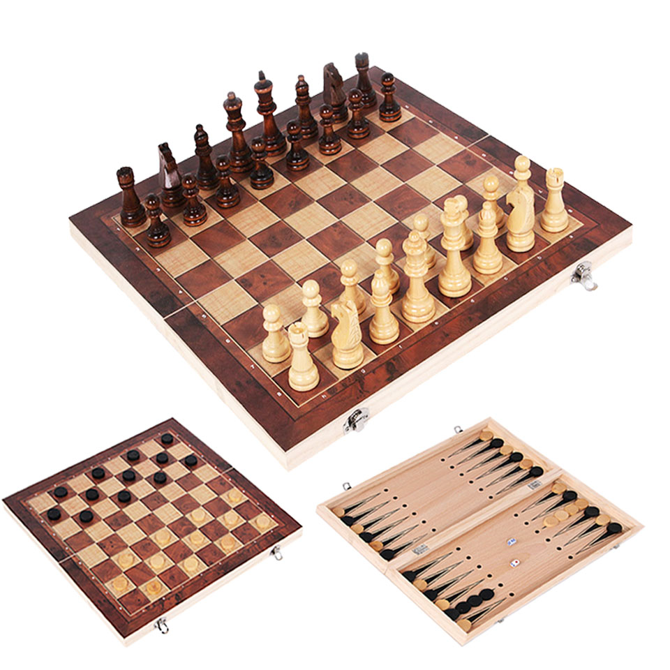 3 in 1 Wooden Chess Backgammon - Board Game Yearbook avaliação e preço